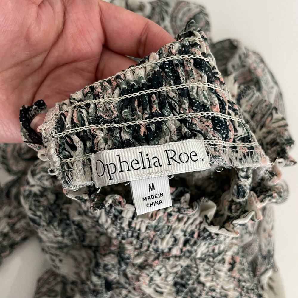 Ophelia Roe Long Sleeve Paisley Ruffle Top Size Medium - Picture 6 of 6